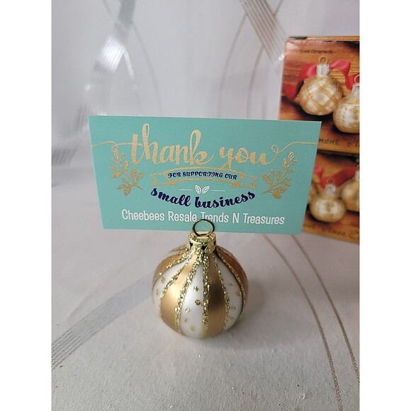 20 Giftco Christmas Holiday Glitter Ornament Place Card Holders 2" Tall w Boxes - Picture 7 of 15